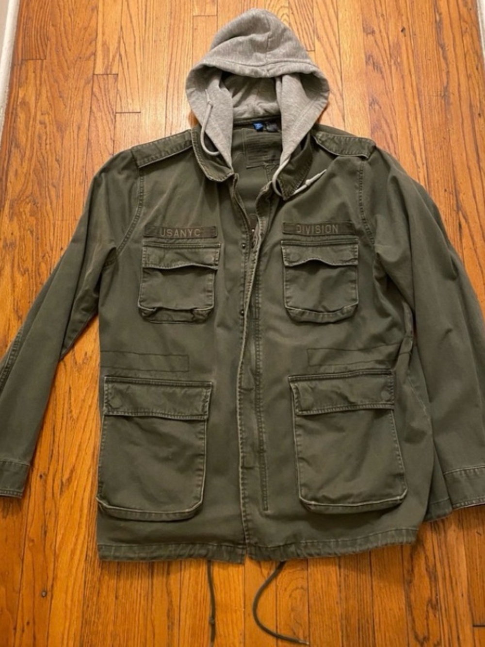 Divided H&M Military Inspired Utility Jacket With Hood - Heavy Duty- Cotton -XL
